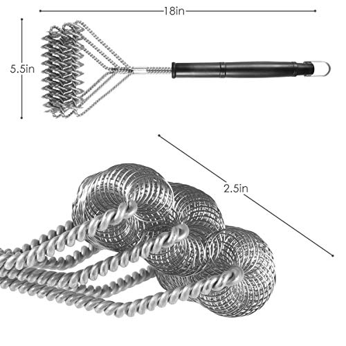 Lambow Grill Brush - Bristle Free Barbecue Brush - Stainless Steel BBQ Cleaner Safe for for Porcelain, Ceramic, Steel, Iron - Great Grilling Accessories