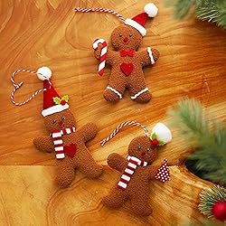 3 Pack Plush Gingerbread Man or Lady Ornaments for