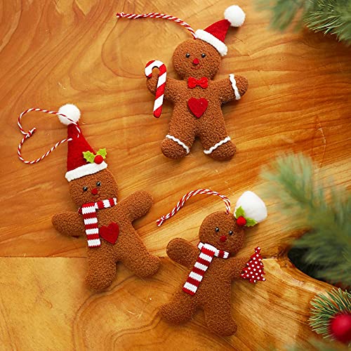 3 Pack Plush Gingerbread Man or Lady Ornaments for