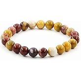 Clearain Natural Gemstones Bracelet 8mm Chakra Round Beads Energy Power Crystal Reiki Healing Elastic Stretch 7 Inch for Women Men Unisex