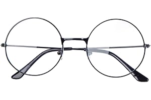 ALVOGIMOR Retro Round Eyeglasses Clear Lens Metal Frame Glasses For Men Women Party Costume Accessories