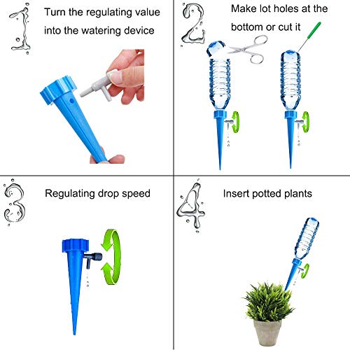 HEYLOVE Plant Waterer Self Watering Devices, Vacation Potted Plant Watering Spikes Automatic Drip Irrigation Water Stakes System with Control Valve Switch for Garden Plants Indoor & Outdoor