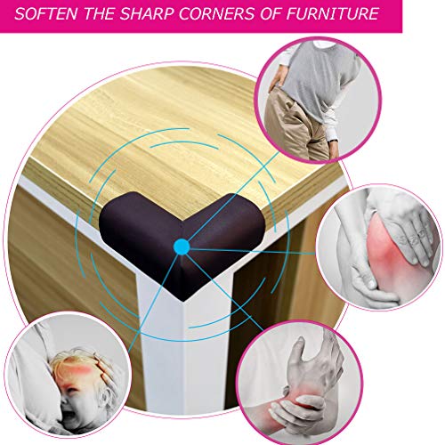 Baby Proof Corner Bumpers, PRObebi Corner Furniture Protectors, Pre-Taped 3M Tape, Guards for Corner, Keep Baby from Sharp Injuries, 12 Pack, Brown