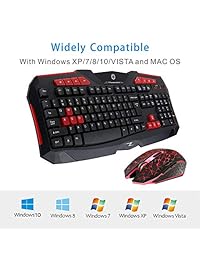 Combinación de ratón inalámbrico con teclado inalámbrico de 2,4 G de tamaño completo, resistente al agua, teclado inalámbrico para juegos y juego de ratón inalámbrico LED silencioso recargable compatible con PC, ordenador portátil, ordenador de sobremesa,