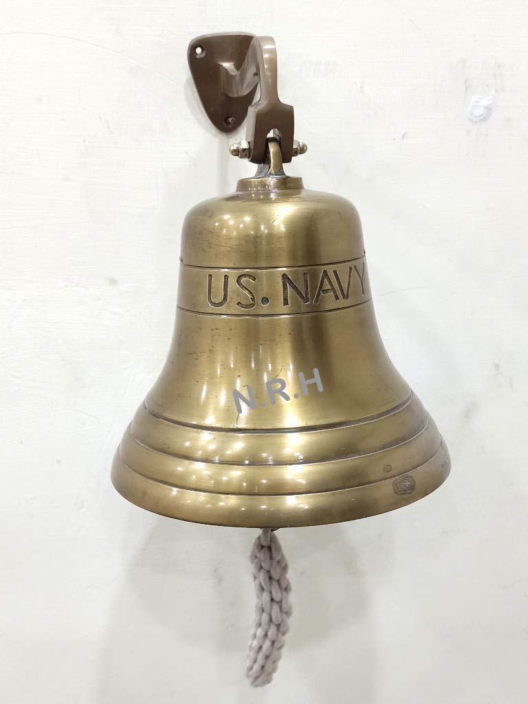 Antique Brass Traditional Ship Bell Wall Mounted Us Navy 6" Indoor/Outdoor Home Bars Rustic Vintage Home Decor Gifts