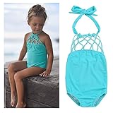 Toddler Baby Kids Solid Cutout Halter Bikini Swimsuit One Piece For Girls 1-6 Years (2-3 Years, One piece)