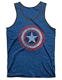 Captain America Shield Blue Speckle Black Ringer Men's Tank Top
