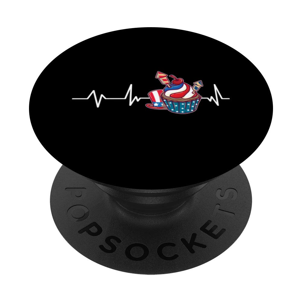 USA Cupcake Rockets Heartbeat Baking Gift 4th Of July PopSockets PopGrip: Swappable Grip for Phones & Tablets