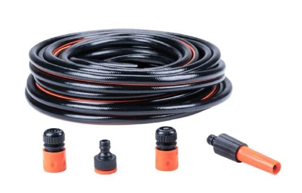 BLACK+DECKER Garden Hose Coupling Set of 5 20 m Max. 6 Bar PVC Black/Orange