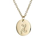HUAN XUN X Initial Necklace Stainless Steel Hand