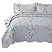 Bedsure Quilt Set Grey King Size Plum Blossom (106x96 inches) Bedspread, Lightweight Coverlet Quilt for Spring and Summer, 1 Quilt and 2 Pillow Shams