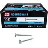 Grip-Rite Electro-Galvanized Roofing Nails - Secure Asphalt Shingles, Insulation Board, and Felt - 1-1/2" - 1 lb Pack - 112EGRFG1
