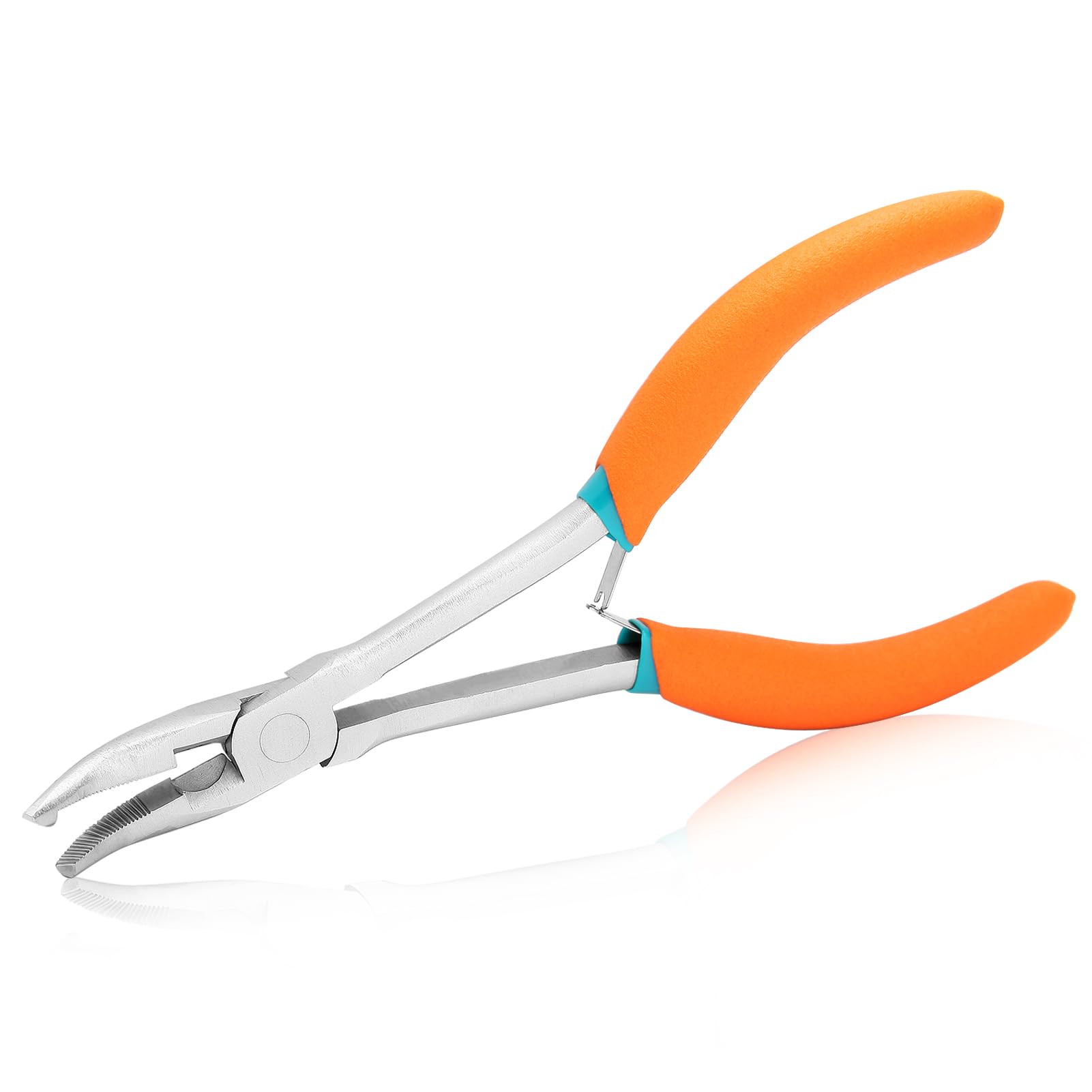SPEEDWOX Long Reach Bent Nose Pliers with Wire Cutters Serrated Jaw Split Ring Pliers Cutting Pliers Hook Remover Pliers Jump Ring Opener Tool Keychain Pliers for Cutting Clamping Jewelry Making
