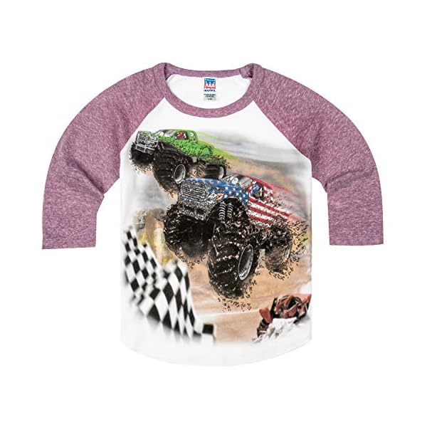 Shirts That Go Little Boys' Monster Trucks Racing Raglan T-Shirt