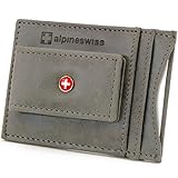 Alpine Swiss Mens Wallet Leather Money Clip Thin Slim Front Pocket Wallet Gray (Apparel)