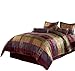Chezmoi Collection 7 Pieces Multi Color Gitano Jacquard Patchwork Comforter Set Full or Double Size