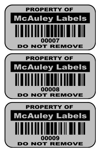 500 Custom 1.5" x .75" Metalized Silver Polyester Asset Tags/Labels Various Quantities"Featuring Easy Do It Yourself Design"