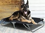 Large Elevated Pet Cot with Steel Frame - Foldable Raised Play and Rest Bed for Dogs and Cats with Bonus Storage Bag - 42