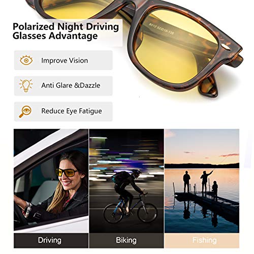 Myiaur NightDriving Glasses for Women, Polarized HD Yellow Driving