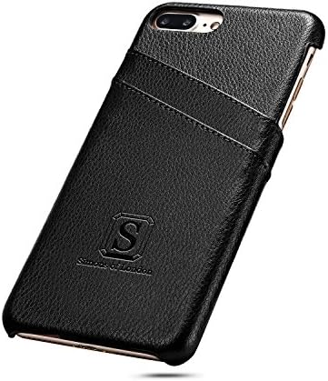 Simons of London iPhone 8 Plus/iPhone 7 Plus Luxury Leather Case with Slots for ID/Bank Cards - Ultra Slim Cases in Pouch and Gift Box - Classic Black
