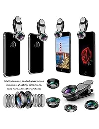 Kit de lentes 5 en 1 para cámara de teléfono, lente macro y lente gran angular de 0,63 x con luz LED, trípode extensible con mando a distancia Bluetooth inalámbrico. Android, Samsung, tabletas y lentes de iPhone. Fotografía