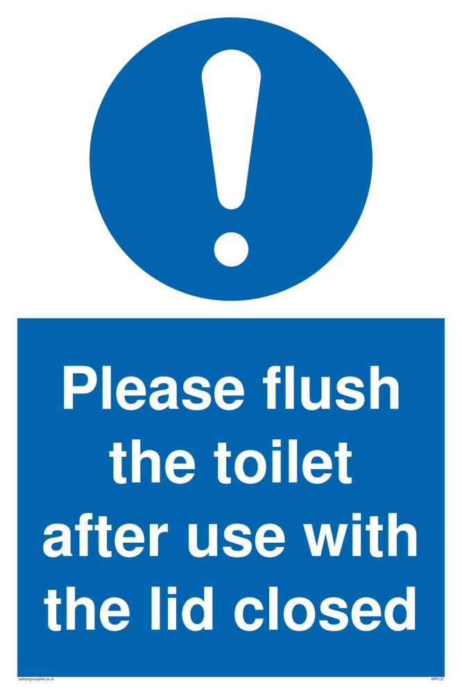 Please flush the toilet after use with the lid closed