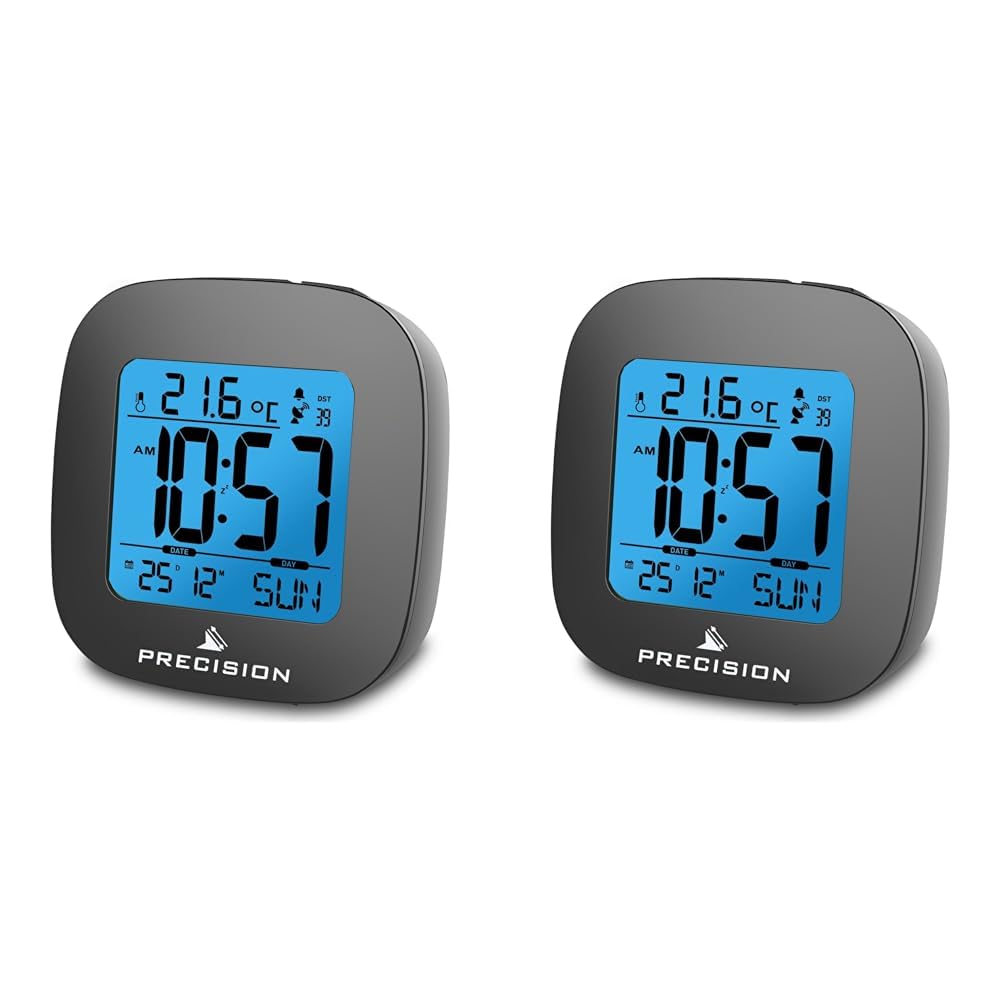 PRECISION AP054 Alarm Clock, Black, One Size (Pack of 2)
