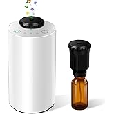 Waterless Essential Oil Diffuser Aromatherapy Scent Diffusers for Home Large Room, Bedroom, Car, Office, Desk, Battery Operated Mini Portable Air Freshener,4 Timers & 3 Mist Levels (White)