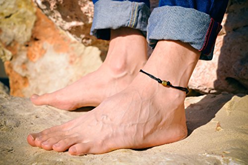 Anklet for men, men’s anklet with a bronze tube bead charm and a black cord, anklet for men, gift for him, men’s ankle…