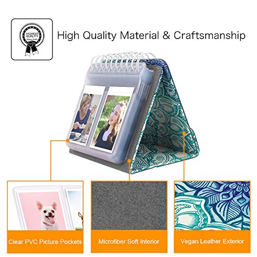 Fintie Calendar Photo Album for Fujifilm Instax - 64 Pockets Vegan Leather Photo Album for Fujifilm Mini 9 Mini 8+ Mini 90, HP Sprocket, Kodak Mini, Polaroid Camera 3-Inch Film (Emerald Illusions) - Thumbnail 3