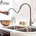 Friho Modern Brushed Nickel High Arc Stainless Steel Pull Down Sprayer Single Handle Kitchen Sink Faucets, Pull Out Kitchen Faucets with Deck Escutcheons