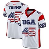 Greater Half Custom White Trump #45 Football Jersey (Small-XXXXL)