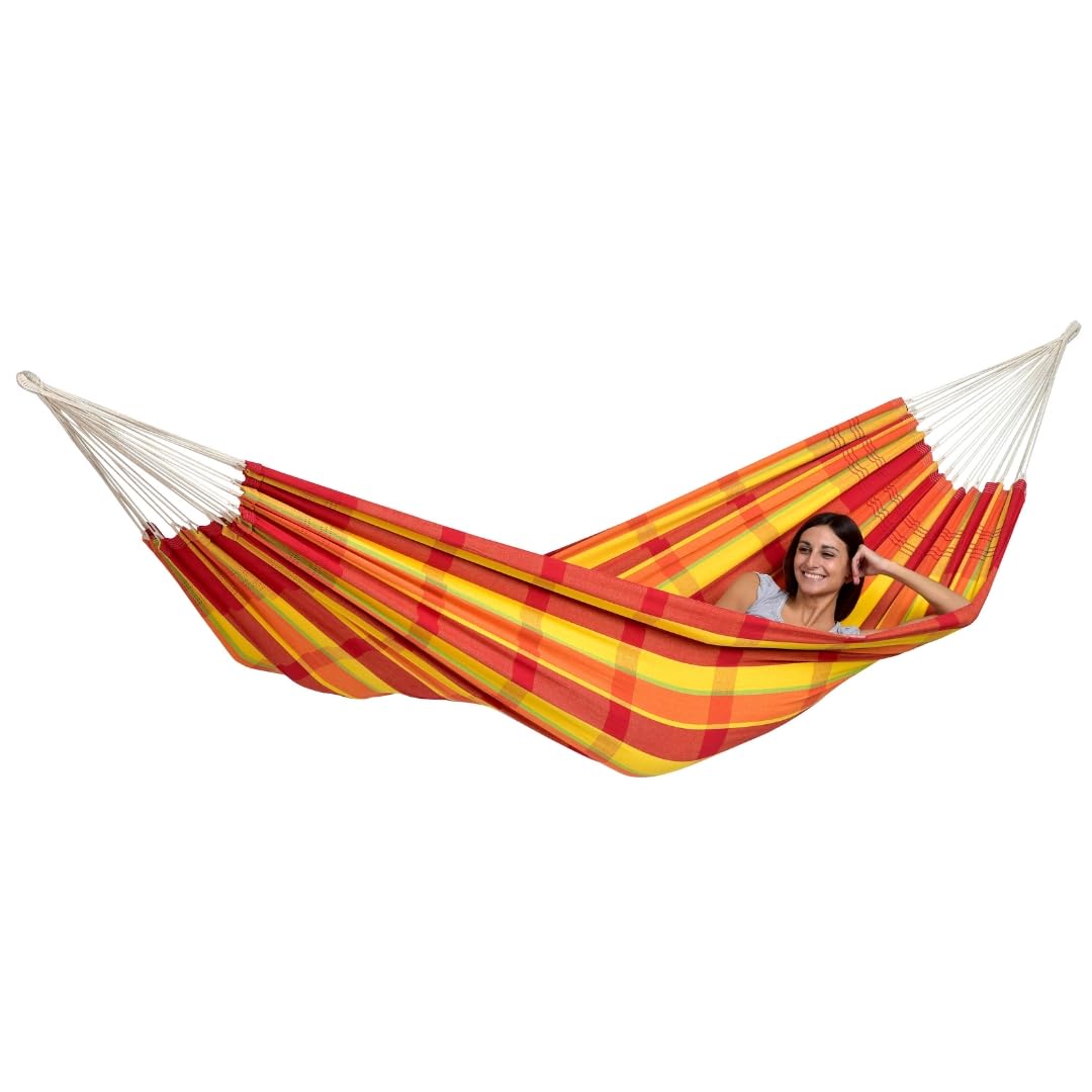 Laminvale Ltd AMAZONAS Brazilian hammock XL Barbados Papaya 230 x 150 cm for more people up to 200 kg checkered total length 340 cm