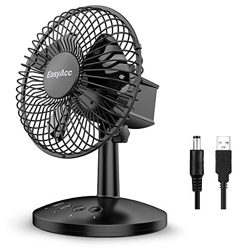 EasyAcc USB Desk Fan,Oscillating Desk Fan Floor Fan 3 Speed Adjustable