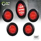 4pc 2.5" Red Round Trailer LED Marker Lights [DOT Approved] [Reflector Lens][13 LED] [Grommet] [Flush-Mount] [Waterproof IP67] Marker Lights for Trailer Truck