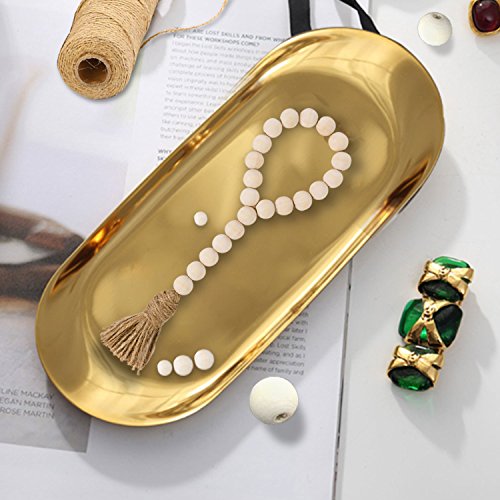 image for TIMEYARD Wood Bead Garland with Tassels Farmhouse Beads 3Pcs Rustic Co