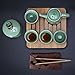 Fuloon Chinese Kungfu Tea Set Portable Travel Ceramic Porcelain Tea Ware Teapot & Teacups & Tea Tray (D)