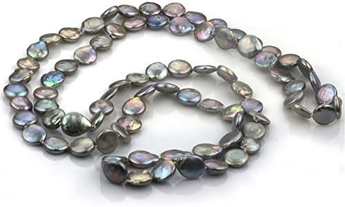 Chpel 12-13mm Silver Grey Color Freshwater Cultured Coin Pearl Necklace AA quality