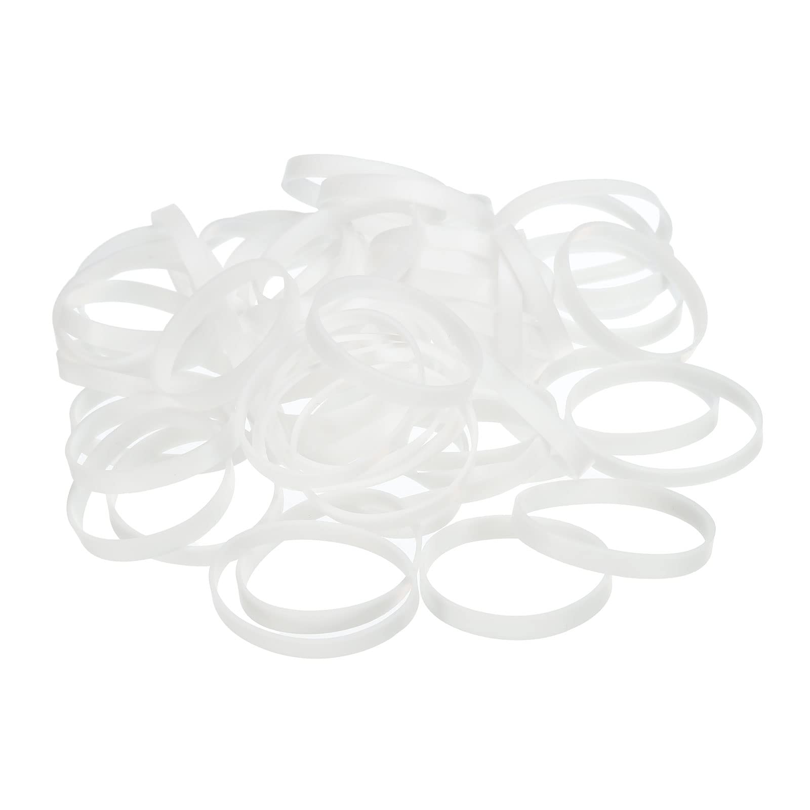 PATIKIL Silicone Rubber Bands Cable Ties 50pcs Non-Slip 2.2" Flat White for Cord Wrapping, Bag Wraps, Art