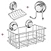 iPEGTOP Strong Suction Cup Shower Caddy Bath Organizer Storage Basket Soap Dish Holder Hooks Stainless Steel Shampoo, Conditioner Bathroom Accessories, 3 Sets