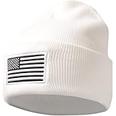 MIRMARU Men’s US American Flag Embroidered Folded Cuff Skull Beanie Cap – Comfortable Stretchy Warm and Cozy Winter Hat