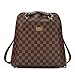 Checkered Fashion Leather Backpack Travel bag for Women Teen (Checkered Backpack Brown 190620)