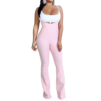 Battnot Jumpsuit+Crop Top Damen, Streifen Leibchen Weste Figurbetonte Overallhose Clubwear Sexy Frauen Elegant ärmellose Play