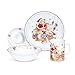 NEX Porcelain Dinnerware Set, 4-Piece Christmas Bear Tableware Set, Ceramic