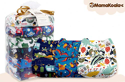 Mama Koala One Size Baby Washable Reusable Pocket Cloth Diapers, 6 Pack with 6 One Size Microfiber Inserts (Thrilled Zone) - Thumbnail 6