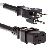 CablesAndKits 5-20P to C19 Heavy Duty Power Cord 6ft, 20A/125V, 12 AWG | NEMA 5-20P to IEC C19 AC Power Cable for Servers, PDUs and Network Equipment, Black
