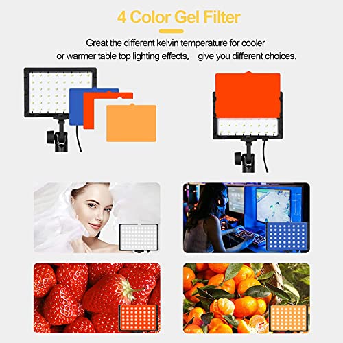 EMART 60 LED Continuous Portable Photography Lighting Kit for Table Top Photo Video Studio Light Lamp with Color Filters - 2 Packs