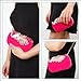 BMC Womens Elegant Rhinestone Peacock Clasp Velvet Cocktail Evening Handbag-PINK
