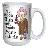 Hilarious Aunty Acid Book Club Large Coffee Mug, 15-Ounce Cup Glass lm43792 - Funny, Unique, Funny Gag Gifts for Wine Lovers - Tree-Free Greetings