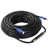 SHD HDMI Cable 100Feet with Signal Booster 1080P Ultra HDMI Cord 2.0V Built-in Signal Booster CL3 Rated for in-Wall Installation Support 3D,Ethernet Black